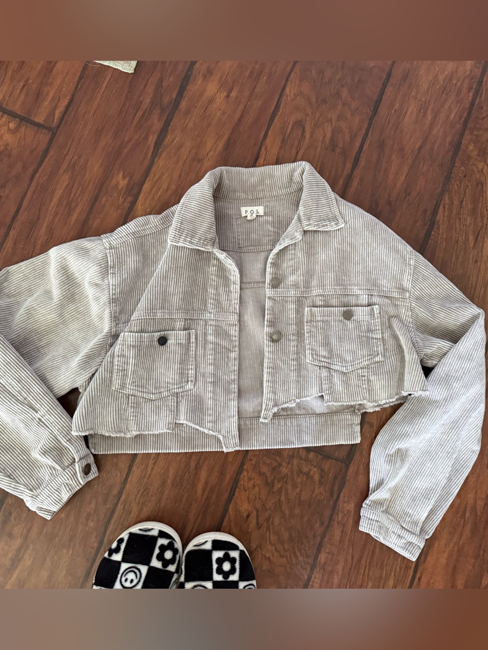 POL Cropped Corduroy Jacket in Light Gray - Picture 2 of 5